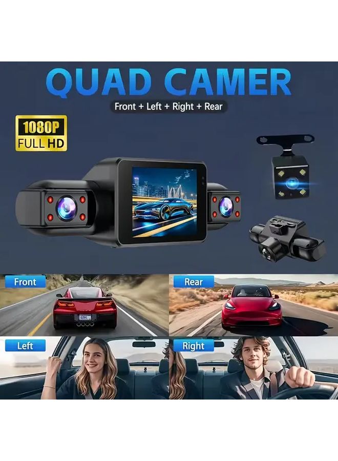 4 كاميرات داش 360 درجة رؤية 1080P عالية الدقة رؤية ليلية وضع الانتظار بطاقة 32 جيجابايت TF - Image 4